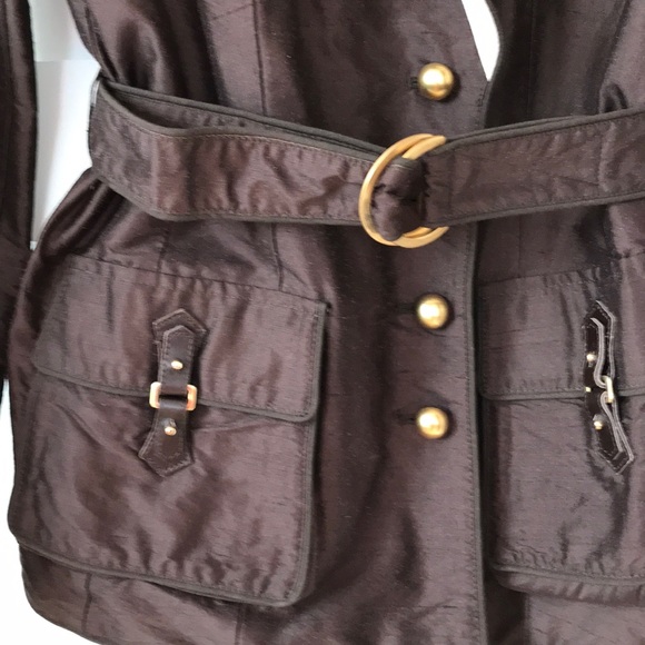 Cheby Silk Reversible Jacket Cream Brown Italian - Picture 2 of 8